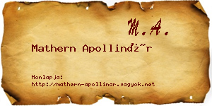 Mathern Apollinár névjegykártya